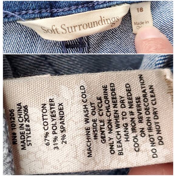 Soft Surroundings Roxy Floral Studded Embellished Denim Straight Jeans Sz 18 - Picture 11 of 11